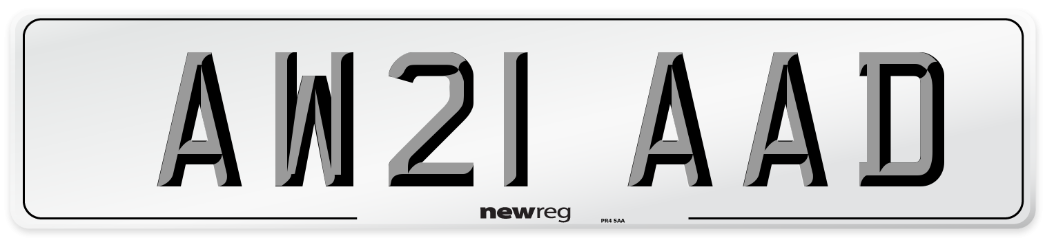 AW21 AAD Number Plate from New Reg